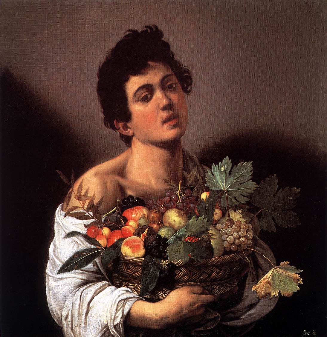 Boy with a Basket of Fruit f