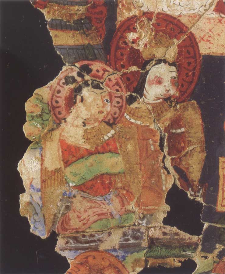 Fragment of a Manichaean manuscript,with the Hindu gods Ganesh,Vishnu