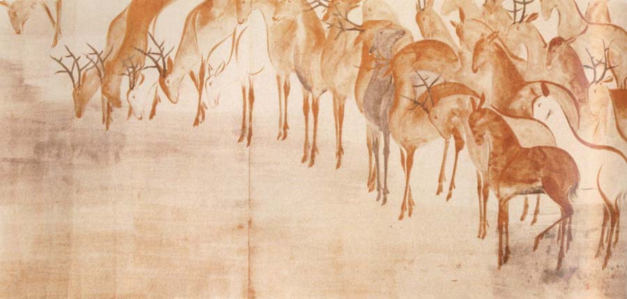 poem scroll with deer