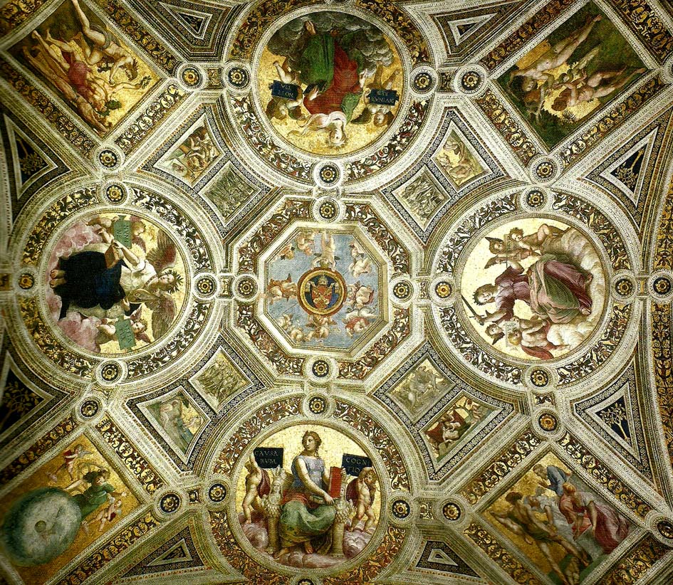 the ceiling of the stanza della segnatura, vatican palace