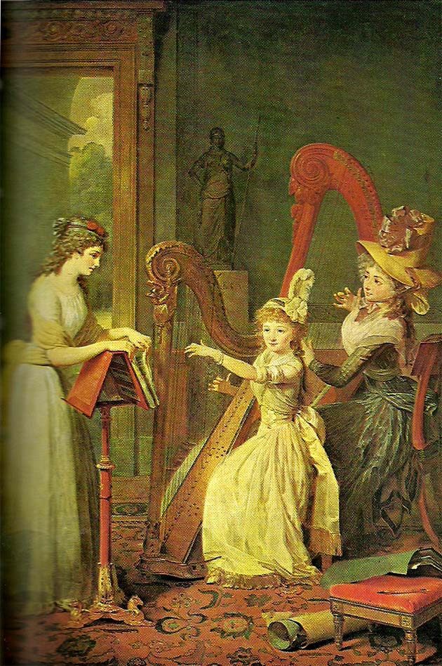 princess adelaide dorleans taking aharp lesson with mme de genlis, c.