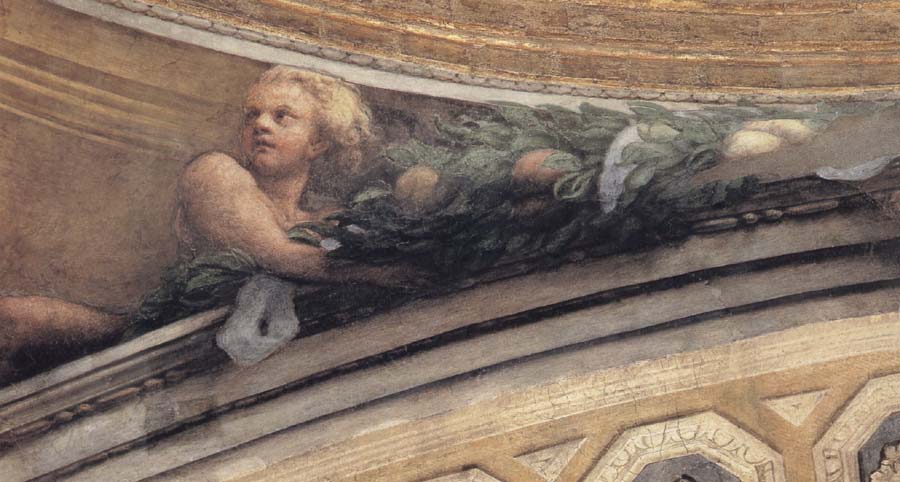 Detail of the putto to the side of the pendentive with Jerome and Matthew