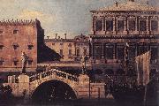Canaletto Capriccio: The Ponte della Pescaria and Buildings on the Quay d oil on canvas