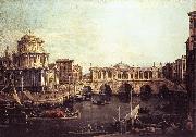 Canaletto Capriccio: The Grand Canal, with an Imaginary Rialto Bridge and Other Buildings fg china oil painting artist