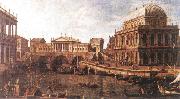 Canaletto Capriccio: a Palladian Design for the Rialto Bridge, with Buildings at Vicenza oil painting reproduction