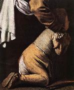 Caravaggio Madonna del Rosario (detail) fdg oil on canvas