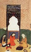 Bihzad the theophany through Layli sitting framed within the prayer niche oil on canvas