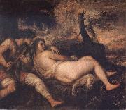 Titian Nymph and Shepherd oil on canvas
