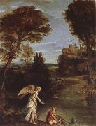 Domenichino Landscape with Tobias as far hold of the fish oil on canvas