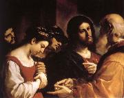 GUERCINO Jesus and aktenskapsbryterskan painting