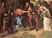 Giorgione The Adulteress brought before christ Giorgione painting