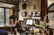 puccini puccini at home in the music room of his villa at torre del lago oil on canvas