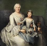 Anonymous Adelige Dame mit kleinem Madchen und Schobhundchen oil on canvas