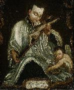 Anonymous Saint Aloysius Gonzaga with the crucifix oil painting on canvas