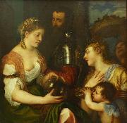 Titian Conjugal allegory  Louvre oil painting reproduction