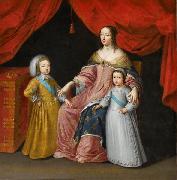 Anonymous Anna of Austria with her children oil painting reproduction