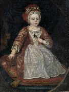 Anonymous Bildnis eines kleinen Madchens in rotem Kleid mit weiber Schurze painting
