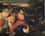 Titian The Virgin with the Rabit (mk05) oil on canvas