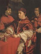 Raphael Pope Leo X with Cardinals Giulio de'Medici (mk08) oil on canvas