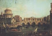 Canaletto Capriccio con un ponte di Rialto immaginario e altri edifici (mk21) oil painting reproduction