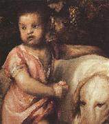 Titian The Child with the dogs (mk33) oil on canvas