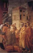 MASACCIO St Peter distributes the Goods of the Community and The Death of Ananias oil on canvas