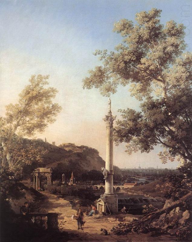 Canaletto Capriccio: River Landscape with a Column f china oil painting image