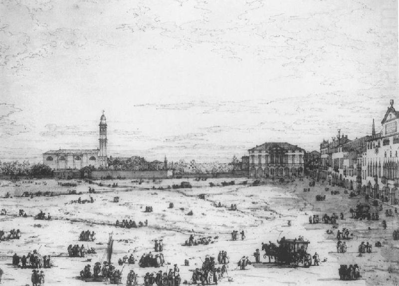Canaletto Padua: The Prato della Valle with Santa Giustinia and the Church of Misericordia (sheet 2) cfsd china oil painting image