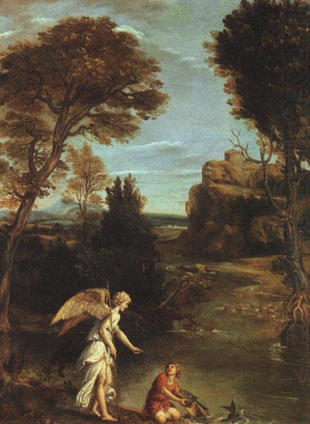 Domenichino Landscape with Tobias Laying Hold of the Fish china oil painting image