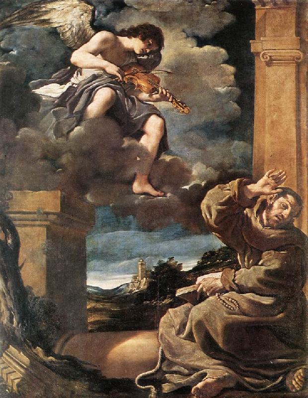 GUERCINO St Francis with an Angel Playing Violin sdg china oil painting image