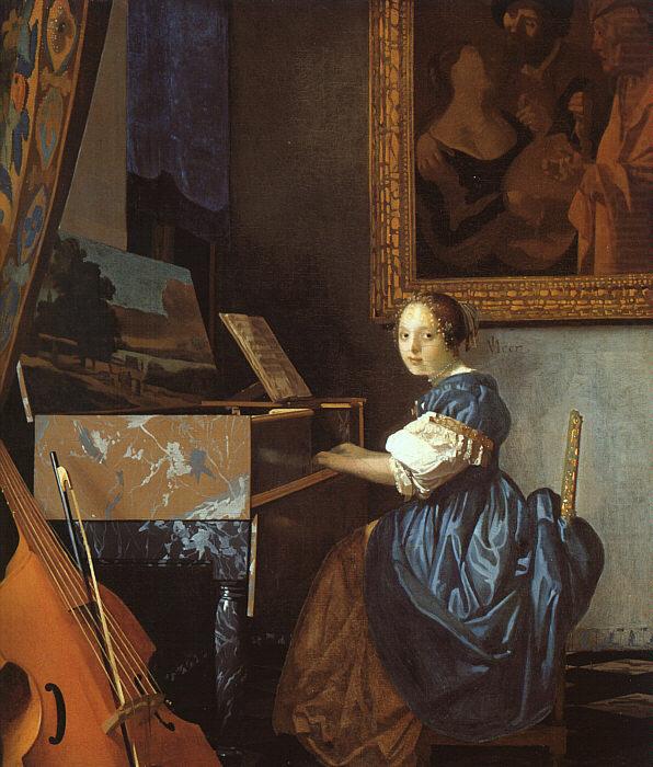JanVermeer A Young Woman Seated at a Virginal china oil painting image