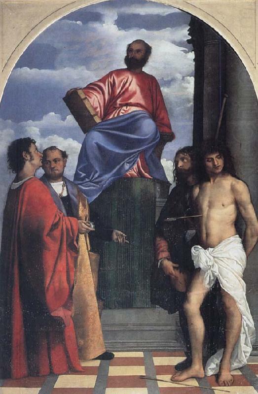 Titian St Mark with SS Cosmas,Damian,Roch and Sebastian china oil painting image