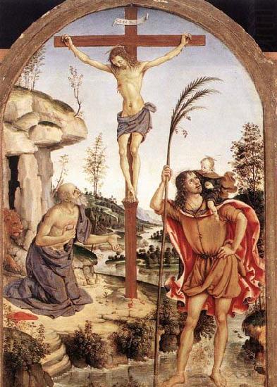 Pinturicchio The Crucifixion with Sts Jerome and Christopher china oil painting image