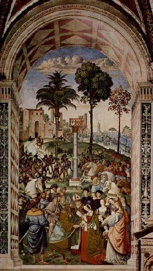 Pinturicchio Fresco at the Siena Cathedral by Pinturicchio depicting Pope Pius II china oil painting image