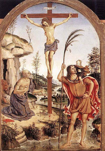Pinturicchio The Crucifixion with Sts. Jerome and Christopher, china oil painting image