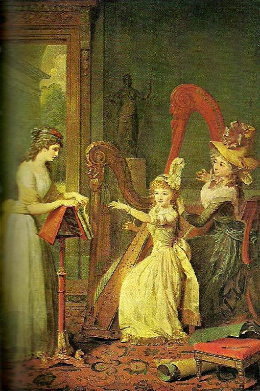mauzaise princess adelaide dorleans taking aharp lesson with mme de genlis, c. china oil painting image