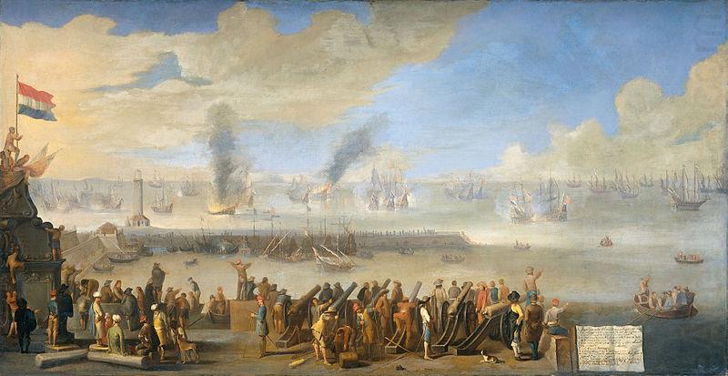 Anonymous The naval battle near Livorno, 14 March 1653: incident of the first Anglo-Dutch War. china oil painting image