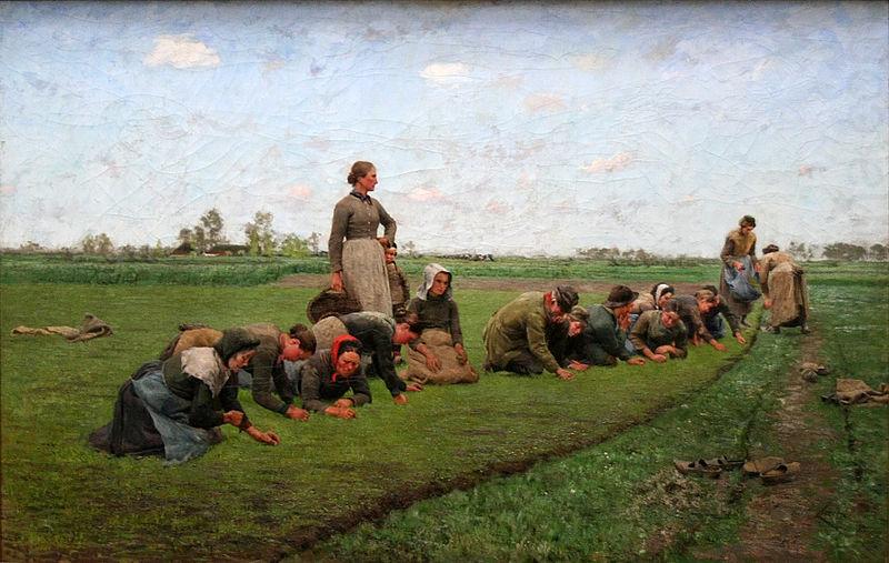 E.Claus Flaxweeding in Flanders china oil painting image
