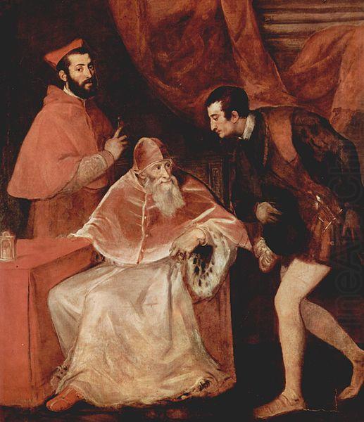 Titian Portrat des Papstes Paulus III mit Kardinal Alessandro Farnese und Herzog Ottavio Farnese. china oil painting image