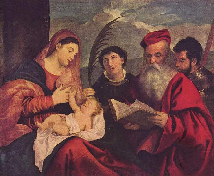 Titian Maria mit dem Kinde, dem Hl. Stephan, Hl. Hieronymus und Hl. Mauritius china oil painting image