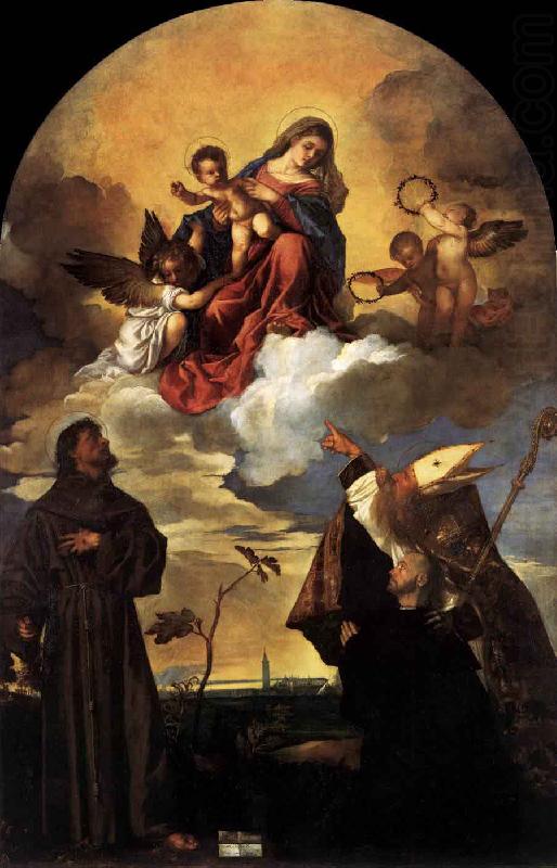 Titian Madonna in Glory with the Christ Child and Sts Francis and Alvise with the Donor china oil painting image