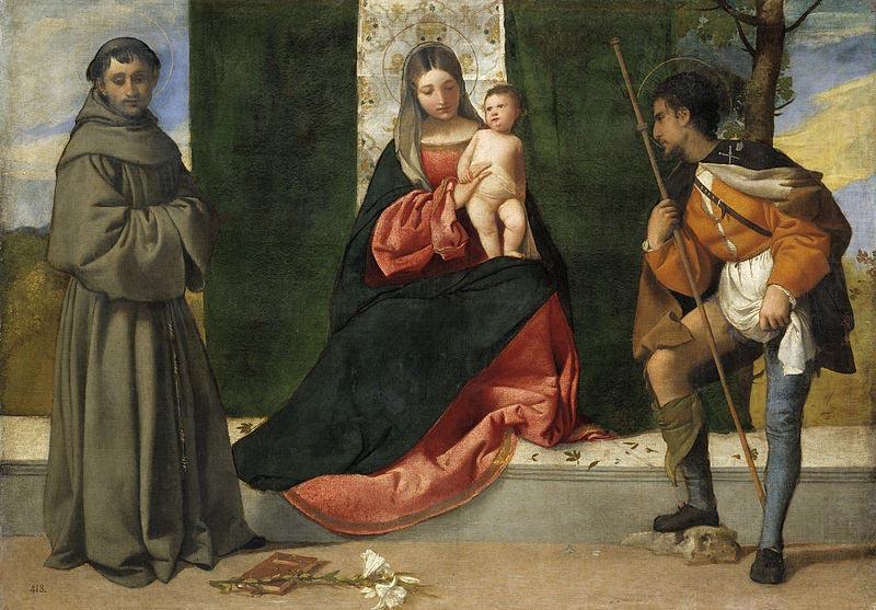 Titian La Virgen con el Nino, entre San Antonio de Padua y San Roque china oil painting image