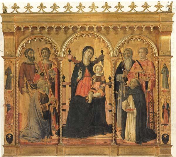 Vecchietta Madonna and Child Enthroned with SS.Bartholomew,James,Eligius,Andrew,Lawrence and Dominic china oil painting image