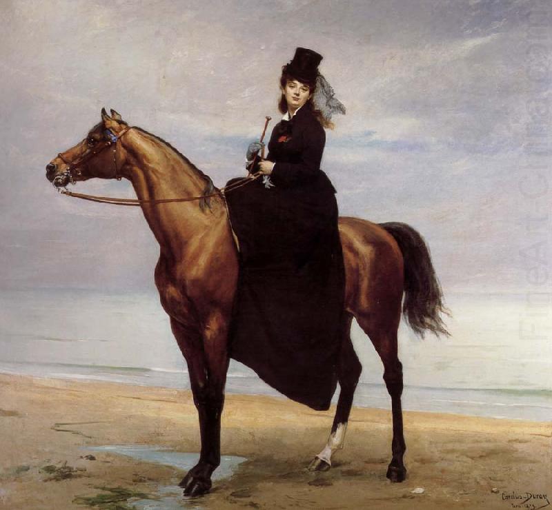 Carolus-Duran Au bord de la mer,Mademoiselle Croisette a cheval china oil painting image