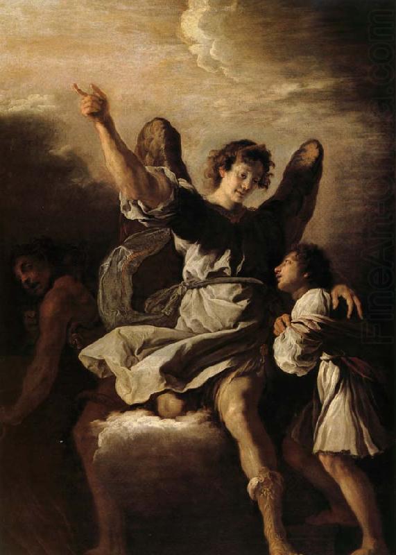 Fetti,Domenico L'ange gardien protegeant un enfant de l'empire du demon china oil painting image