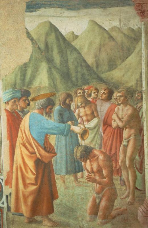 MASACCIO The Baptism of the Neophytes china oil painting image