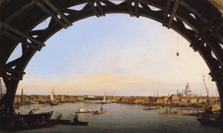 Canaletto Panorama di Londra attraverso un arcata del ponte di Westminster (mk21) china oil painting image