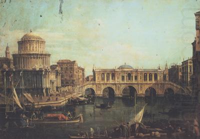 Canaletto Capriccio con un ponte di Rialto immaginario e altri edifici (mk21) china oil painting image