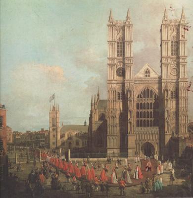 Canaletto L'abbazia di Westminster con la processione dei cavalieri dell'Ordine del Bagno (mk21) china oil painting image