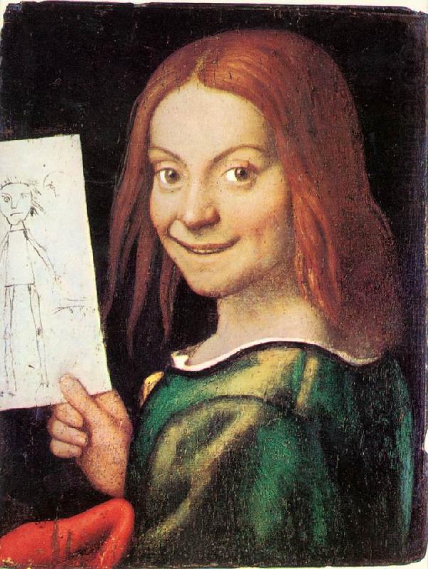 Leia-headed Jovem segurando um desenho, Caroto, Giovanni Francesco
